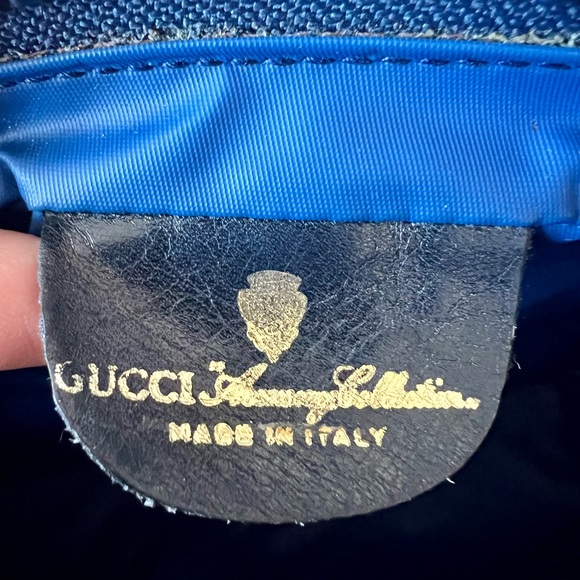 Authentic GUCCI GG Canvas Sherry Line Clutch Bag Gray Red Navy 010 378 - Picture 10 of 13